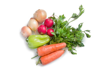 Fresh vegetables on white