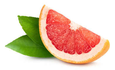 One slice grapefruit with clipping path