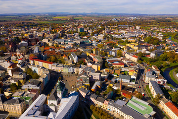 Panoramic view of historical center of Opava, Czech Republic