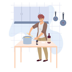 man preparing food in kitchen