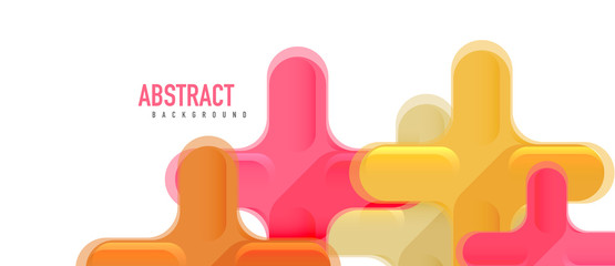 Obraz premium Glossy multicolored plastic style cross composition, x shape design, techno geometric modern abstract background. Trendy abstract layout template