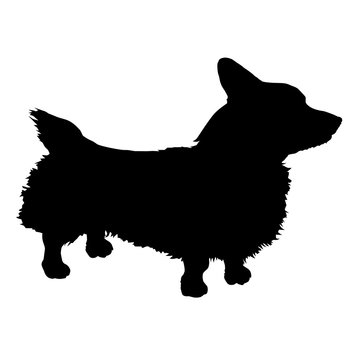 recommend clip art: Standing dog. Black silhouette Pembroke Welsh Corgi.
