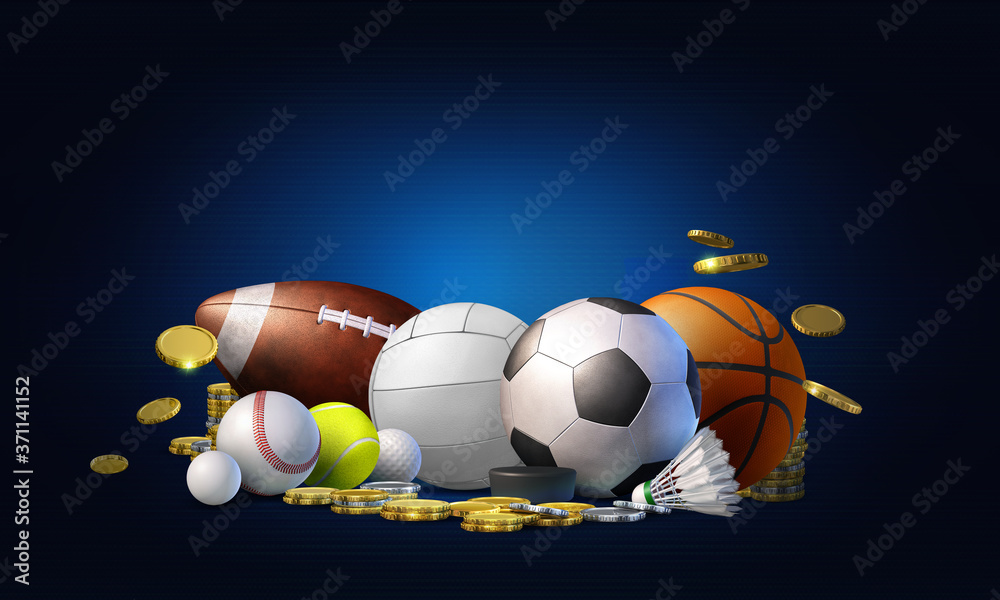 Wall mural abstract concept image of profitable online betting on the outcome of sporting events.. 3d rendered 