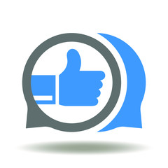 Speech Bubbles Thumb Up Icon Vector. Recommendations Logo.