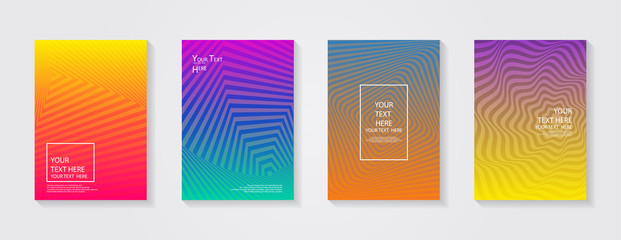 Minimal modern cover design. Dynamic colorful gradients. Future geometric patterns. Blue, pink, yellow, green, orange, purple placard poster template.