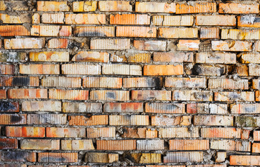 Abstract background old white brick wall with cracks and scratches. Landscape style. Great background or texture.