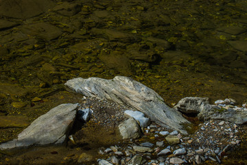 rocks ina clear water from a slow creek