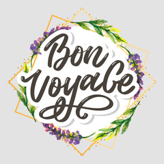 Bon Voyage Hand Lettering Vector Calligraphy Travel