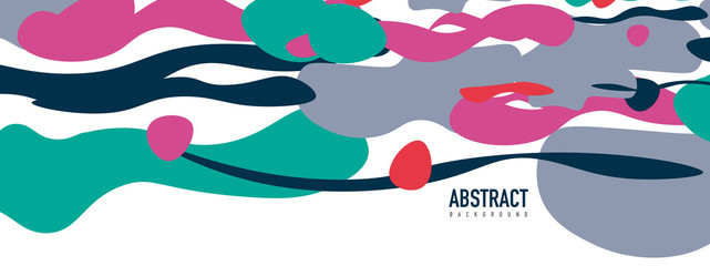 Trendy liquid style shapes abstract design, dynamic vector background for placards, brochures, posters, web landing pages, covers or banners