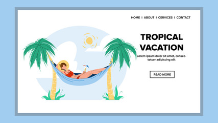 Tropical Vacation And Relax On Hammock Vector