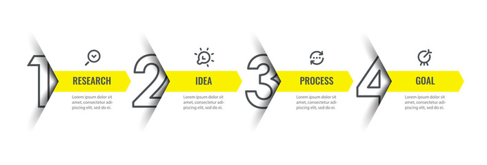 Vector Infographic design template with icons and 4 options or steps. Can be used for process diagram, presentations, workflow layout, banner, flow chart, info graph.