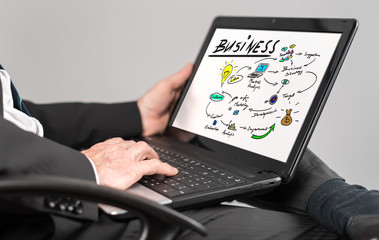 Business strategy concept on a laptop