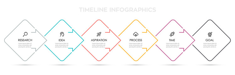 Business Infographic template. Thin line design with icons and 6 options or steps.