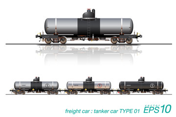 Naklejka premium VECTOR EPS10 - tanker car, type of freight car railroad. isolated on white background.