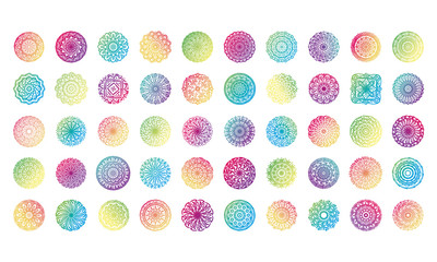 bundle of fifty colorfull mandalas set icons