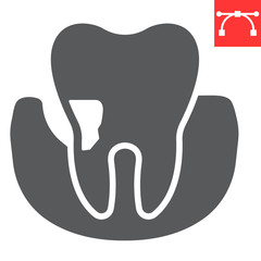 Periodontitis glyph icon, dental and stomatolgy, periodontal tooth sign vector graphics, editable stroke solid icon, eps 10.