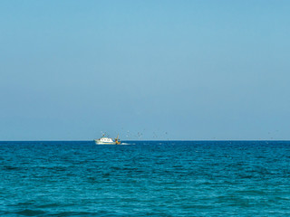 Meer, Fischerboot, blau