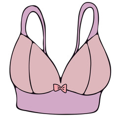 set of female sexy underwear - bra, top, top from a swimsuit, vector elements in doodle style with black outline