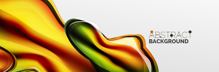 Vector abstract background, flowing liquid style bubble with metallic, color quicksilver chrome texture and color glow effects