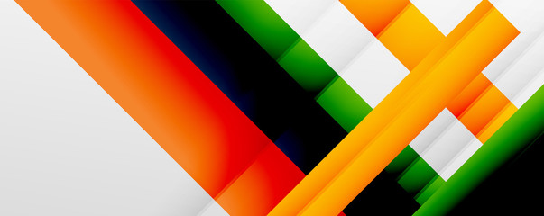 Geometric abstract backgrounds with shadow lines, modern forms, rectangles, squares and fluid gradients. Bright colorful stripes cool backdrops