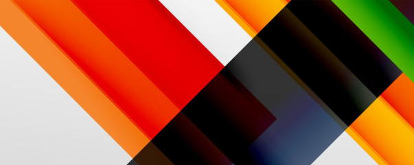 Geometric abstract backgrounds with shadow lines, modern forms, rectangles, squares and fluid gradients. Bright colorful stripes cool backdrops