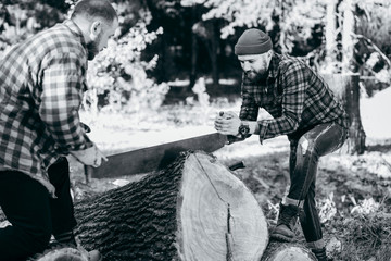 Two brutal bearded foresters