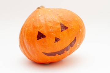 Halloween pumpkin with smile face on white background