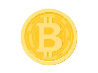 Golden coin with bitcoin sign. Money and finance symbol. Vector design.