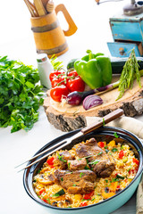 fried rice with vegetables and meat