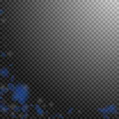 Dark blue flower petals falling down. Charming rom