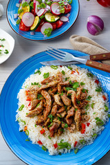 gyros with rice and green salad and zaziki