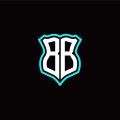 Initial B B letter with shield style logo template vector
