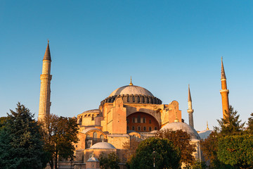 Fototapeta na wymiar Exterior view of the Hagia Sophia Museum. (Old church and Mosque)
