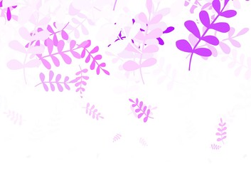 Obraz na płótnie Canvas Light Purple vector doodle backdrop with leaves.