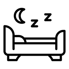 Bedroom sleeping icon. Outline bedroom sleeping vector icon for web design isolated on white background