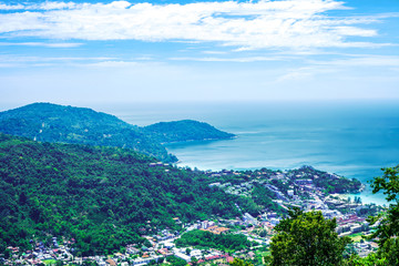 Phuket spring landscape by blue sky from Big Buddha viewpoint, Thailand