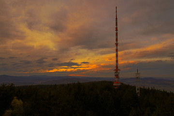 Klet mountain - TV tower in dusk