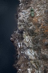 abandoned boat on dry bank