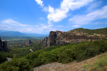 Fototapeta na wymiar Greece, Trikala city, Meteora, Christian monasteries built on the tops of large rocks. 