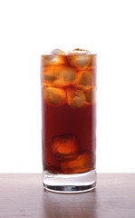 Fototapeta na wymiar cola in a glass with ice