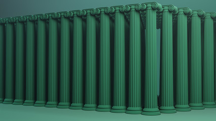 Ionic columns background  3d render.