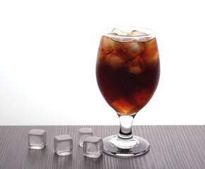 cola in a glass with ice