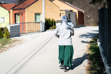 Middle Eastern Woman Exercising in Nature Running