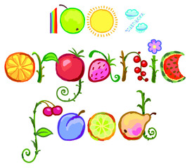 Orgnic food.Hand drawn lettering. Vector slogan poster