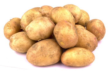 Young potato isolated on white background.