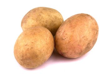 Young potato isolated on white background.
