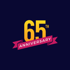 65th Years Anniversary Celebration Icon Vector Logo Design Template