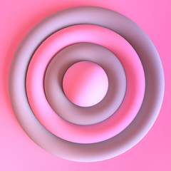 3D render. Scene with simple geometrical forms in minimal style in pink and light brown colors.