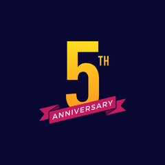 5th Years Anniversary Celebration Icon Vector Logo Design Template