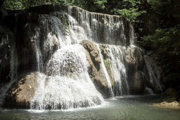 Fototapeta na wymiar Photo of Mae Khamin Waterfall, Kanchanaburi, Thailand